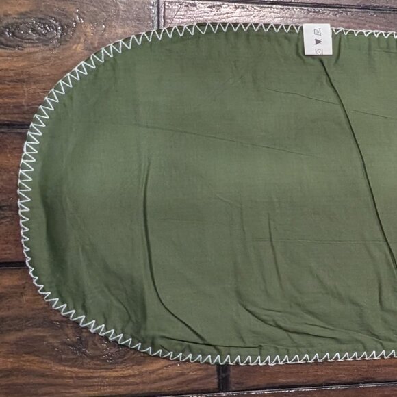 Olive Green Table Runner Santa Claus with Snowflakes, 13"W x 70"L - Picture 6 of 9